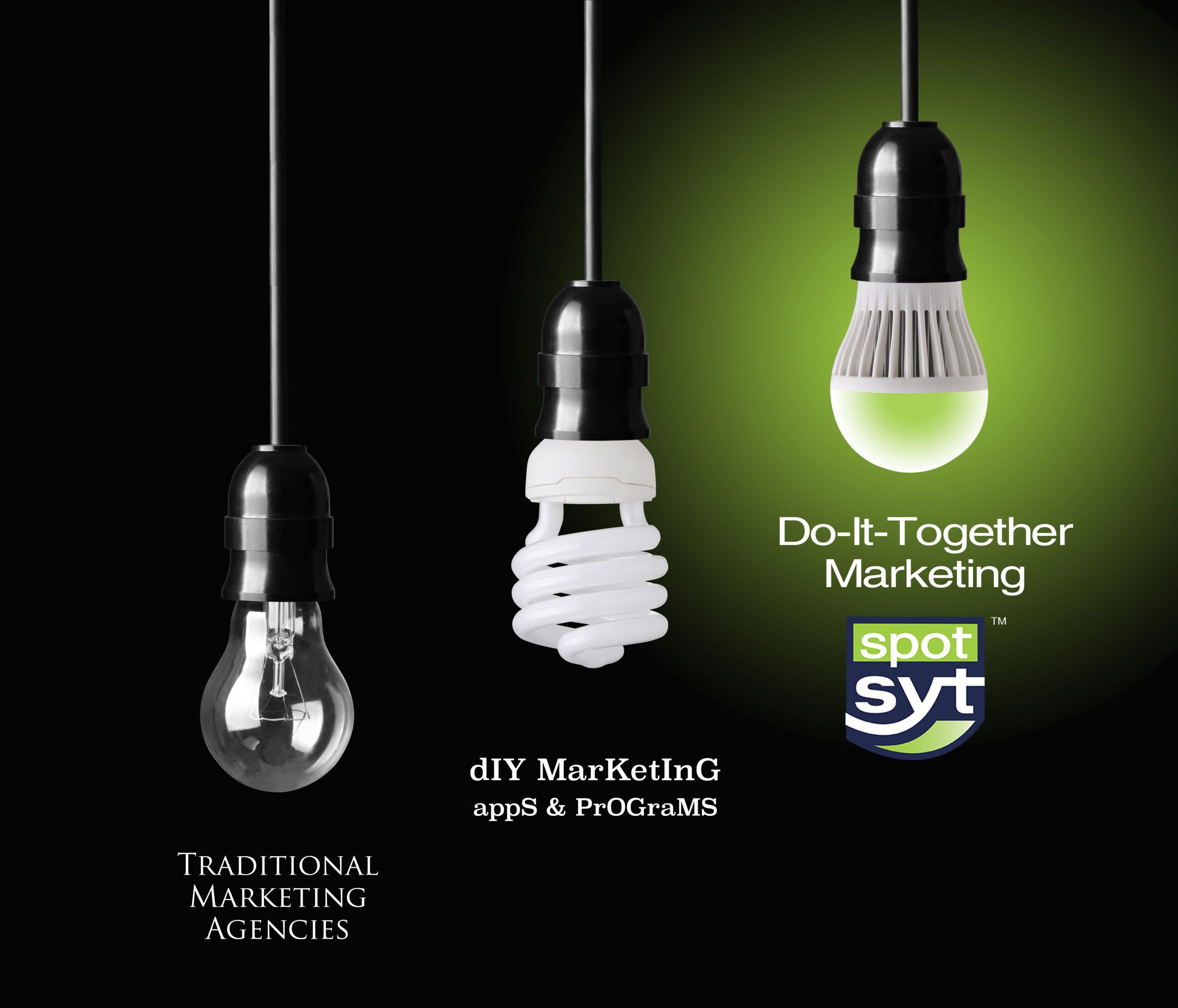 Light bulb,energy saver bulb and LED bulb on black